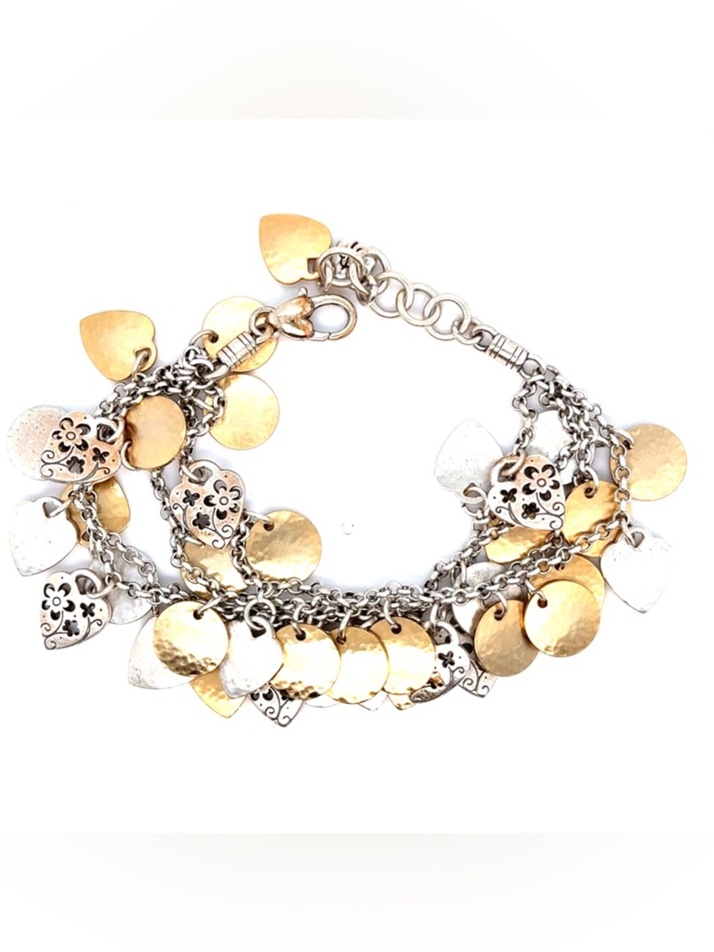 Brighton Two-Tone Heart & Disc Charm Bracelet - Gold‎ & Silver